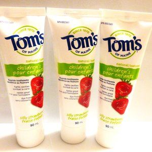 BX65 3 NEW Tom's of Maine SILLY STRAWBERRY Children's Toothpaste 90ml Floride